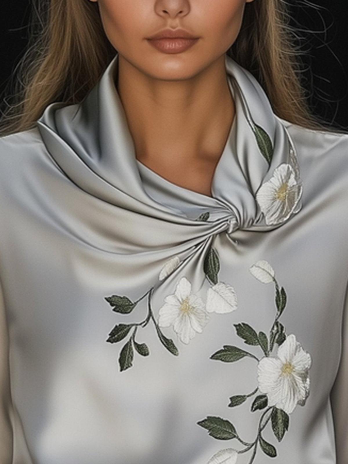 24-Hour-Shipping Elegant Satin Embroidered Shirt